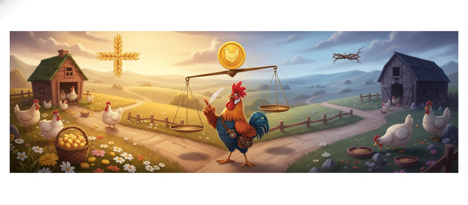 Comparație vizuală între avantajele și dezavantajele jocului Chicken Road